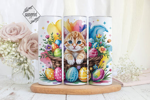 Easter Kitten Basket 20oz Tumbler Wrap Sublimation sassyprint 