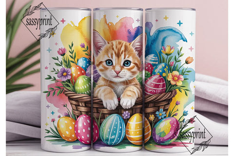 Easter Kitten Basket 20oz Tumbler Wrap Sublimation sassyprint 