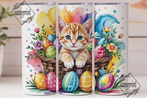 Easter Kitten Basket 20oz Tumbler Wrap Sublimation sassyprint 