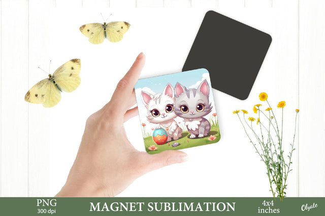 Easter Kitty PNG. Fridge Magnet Sublimation PNG Sublimation Olga Terlyanskaya 
