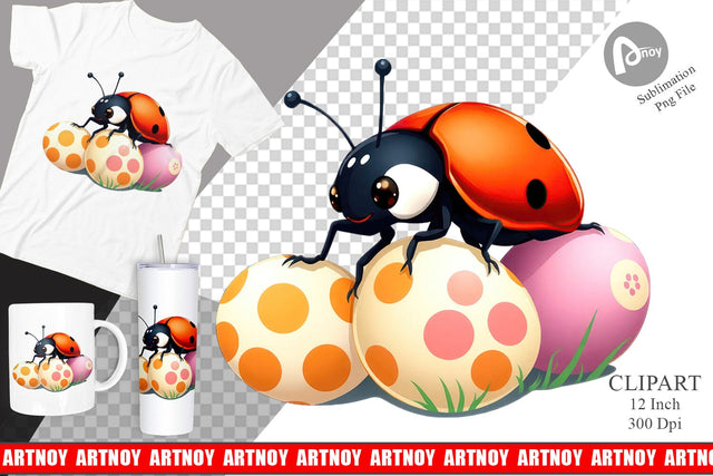 Easter Ladybug Clipart Sublimation artnoy 