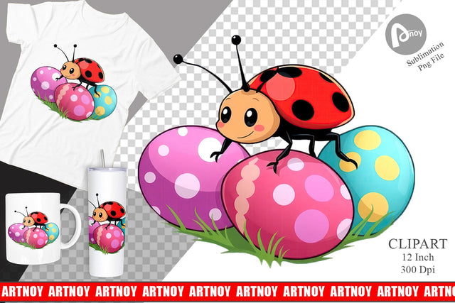 Easter Ladybug Clipart Sublimation artnoy 