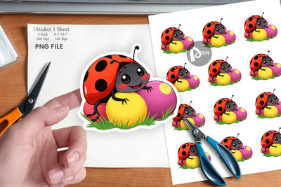 Easter Ladybug Sticker Sublimation artnoy 