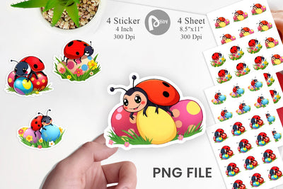 Easter Ladybug Sticker Sublimation artnoy 