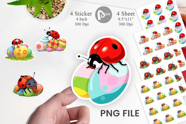 Easter Ladybug Sticker Sublimation artnoy 