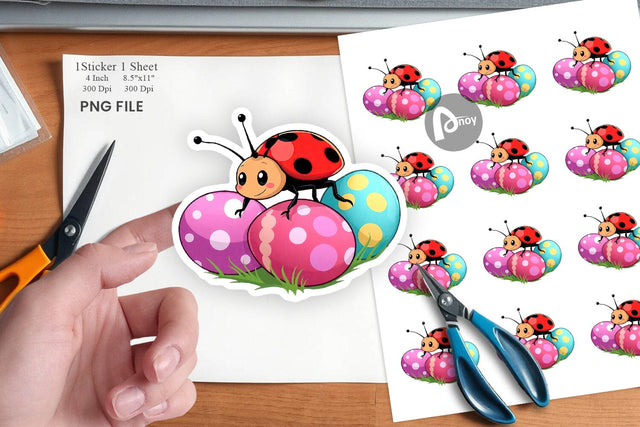 Easter Ladybug Sticker Sublimation artnoy 