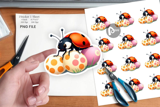 Easter Ladybug Sticker Sublimation artnoy 
