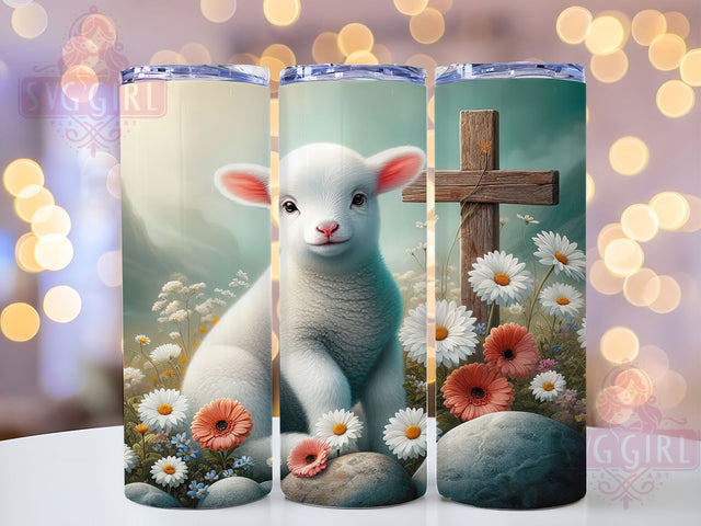 Easter Lamb Faith 20oz Tumbler, Cross and Spring Wrap, 20oz Sublimation Wrap, Religious Easter Cup, Pastel Christian Design, Faith-Based Tumbler, Inspirational Spring Art Sublimation SvggirlplusArt 
