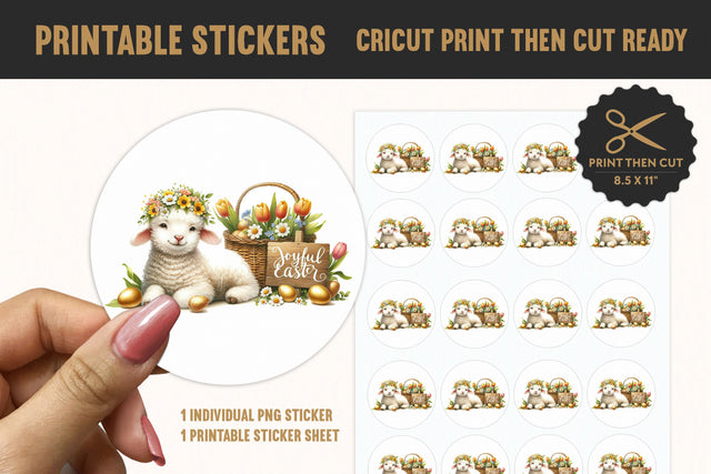 Easter Lamb Printable Sticker PNG Sublimation BijouBay 