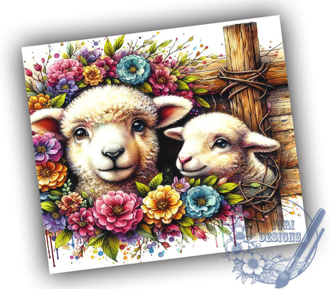 Easter Lamb With Cross 20oz Skinny Tumbler PNG, Religious Tumbler Sublimation Wrap, Straight & Tapered Tumbler Wrap, Instant Digital Download Sublimation ToriDesigns 