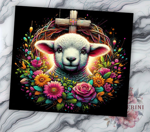 Easter Lamb With Cross 20oz Tumbler Wrap PNG, Cute Lamb Tumbler PNG Sublimation Design, Straight & Tapered Tumbler Wrap, Instant Digital Download Sublimation Li Zamperini 