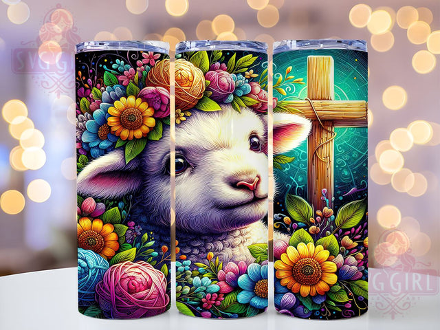 Easter Lamb With Cross 20oz Tumbler Wrap Sublimation Design, Straight Tapered Tumbler Wrap, Religious Tumbler Png, Instant Digital Download Sublimation SvggirlplusArt 