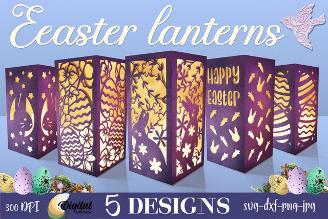 Easter Lanterns Paper Cut Bundle. 3D Easter Lantern SVG 3D Paper Evgenyia Guschina 