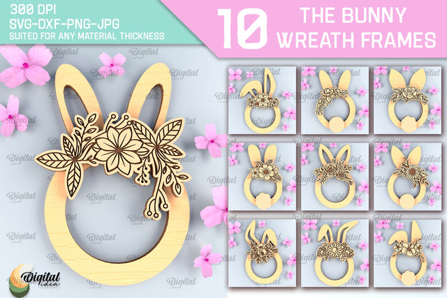 Easter Laser Cut Wreath SVG Bundle. Easter Bunny Laser Cut SVG Evgenyia Guschina 