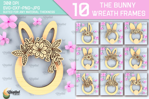 Easter Laser Cut Wreath SVG Bundle. Easter Bunny Laser Cut SVG Evgenyia Guschina 