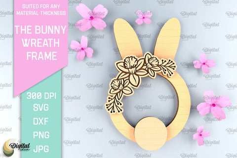 Easter Laser Cut Wreath SVG Bundle. Easter Bunny Laser Cut SVG Evgenyia Guschina 