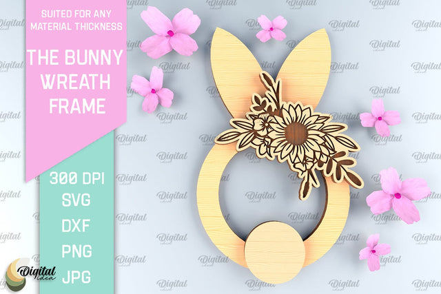 Easter Laser Cut Wreath SVG. Easter Bunny Laser Cut SVG Evgenyia Guschina 