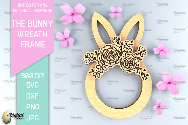 Easter Laser Cut Wreath SVG. Easter Bunny Laser Cut SVG Evgenyia Guschina 