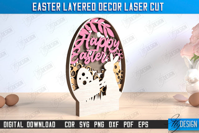 Easter Layered Décor | 3D Easter Table Decoration | Holiday | Floral Bunny Multilayer | CNC File SVG Fly Design 