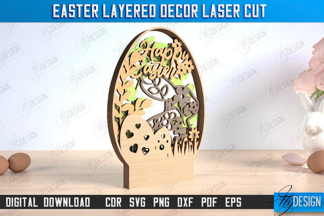 Easter Layered Décor | 3D Easter Table Decoration | Holiday | Floral Bunny Multilayer | CNC File SVG Fly Design 