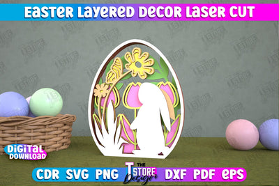 Easter Layered Décor | 3D Easter Table Decoration | Holiday | Floral Egg Multilayer | CNC File SVG The T Store Design 