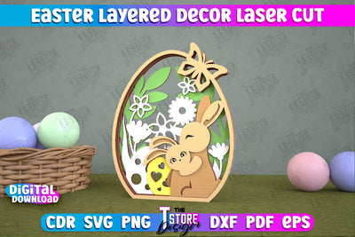 Easter Layered Décor | 3D Easter Table Decoration | Holiday | Floral Egg Multilayer | CNC File SVG The T Store Design 