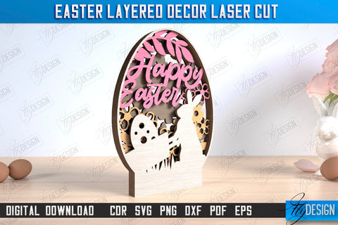Easter Layered Décor Bundle | 3D Easter Table Decoration | Holiday | Floral Bunny Multilayer | CNC Files SVG Fly Design 