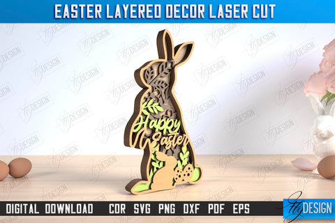 Easter Layered Décor Bundle | 3D Easter Table Decoration | Holiday | Floral Bunny Multilayer | CNC Files SVG Fly Design 