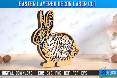 Easter Layered Décor Bundle | 3D Easter Table Decoration | Holiday | Floral Bunny Multilayer | CNC Files SVG Fly Design 