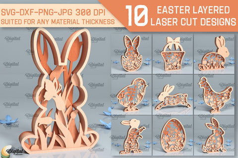 Easter Layered Decor SVG Bundle. 3D Easter Laser Cut SVG Evgenyia Guschina 