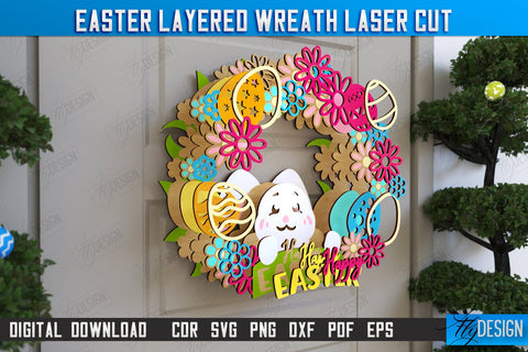 Easter Layered Wreath Bundle | Easter Design | Porch Decorating | Door Wreath | Wall Décor | CNC Files SVG Fly Design 
