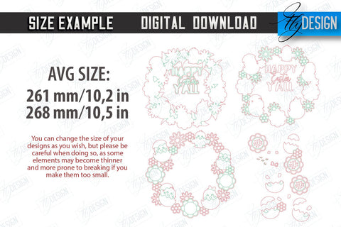Easter Layered Wreath Bundle | Easter Design | Porch Decorating | Door Wreath | Wall Décor | CNC Files SVG Fly Design 