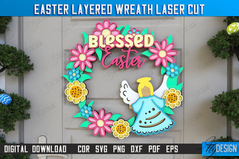 Easter Layered Wreath | Easter Design | Porch Decorating | Door Wreath | Wall Décor | CNC File SVG Fly Design 