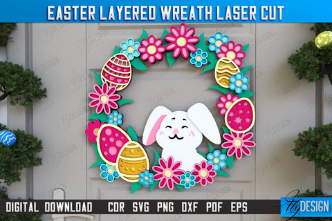 Easter Layered Wreath | Easter Design | Porch Decorating | Door Wreath | Wall Décor | CNC File SVG Fly Design 