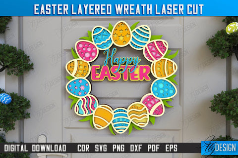 Easter Layered Wreath | Easter Design | Porch Decorating | Door Wreath | Wall Décor | CNC File SVG Fly Design 