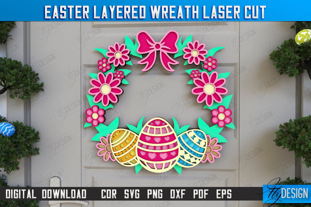 Easter Layered Wreath | Easter Design | Porch Decorating | Door Wreath | Wall Décor | CNC File SVG Fly Design 