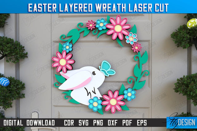 Easter Layered Wreath | Easter Design | Porch Decorating | Door Wreath | Wall Décor | CNC File SVG Fly Design 