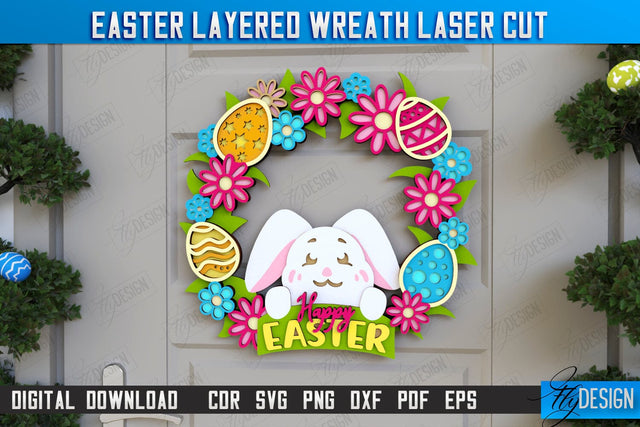 Easter Layered Wreath | Easter Design | Porch Decorating | Door Wreath | Wall Décor | CNC File SVG Fly Design 