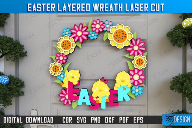 Easter Layered Wreath | Easter Design | Porch Decorating | Door Wreath | Wall Décor | CNC File SVG Fly Design 