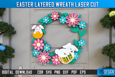 Easter Layered Wreath | Easter Design | Porch Decorating | Door Wreath | Wall Décor | CNC File SVG Fly Design 