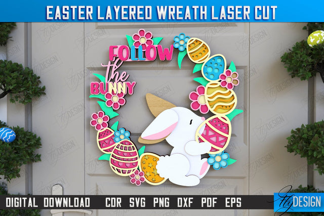 Easter Layered Wreath | Easter Design | Porch Decorating | Door Wreath | Wall Décor | CNC File SVG Fly Design 