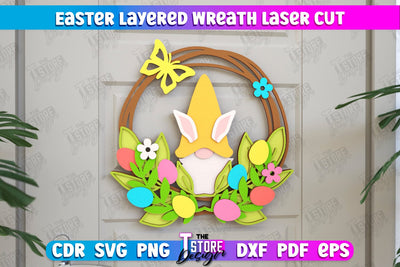 Easter Layered Wreath | Easter Design | Porch Decorating | Door Wreath | Wall Décor | CNC File SVG The T Store Design 