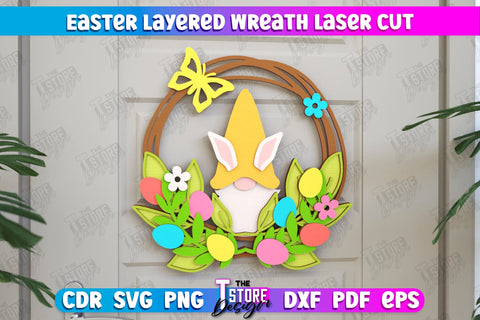 Easter Layered Wreath | Easter Design | Porch Decorating | Door Wreath | Wall Décor | CNC File SVG The T Store Design 