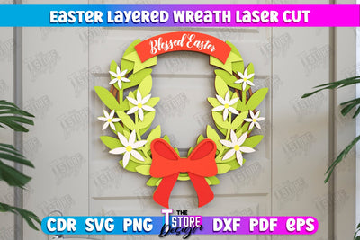 Easter Layered Wreath | Easter Design | Porch Decorating | Door Wreath | Wall Décor | CNC File SVG The T Store Design 