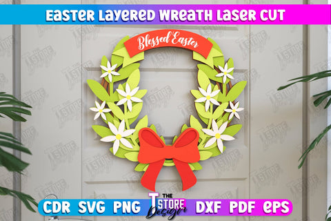 Easter Layered Wreath | Easter Design | Porch Decorating | Door Wreath | Wall Décor | CNC File SVG The T Store Design 