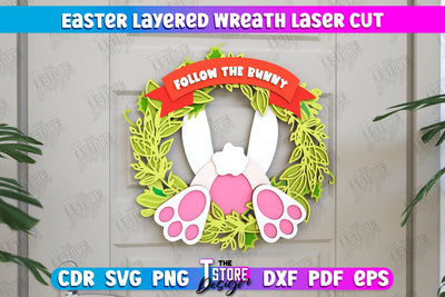 Easter Layered Wreath | Easter Design | Porch Decorating | Door Wreath | Wall Décor | CNC File SVG The T Store Design 