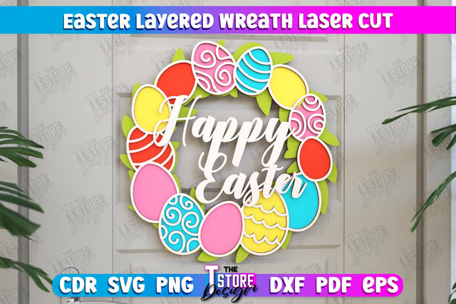 Easter Layered Wreath | Easter Design | Porch Decorating | Door Wreath | Wall Décor | CNC File SVG The T Store Design 