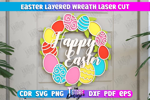 Easter Layered Wreath | Easter Design | Porch Decorating | Door Wreath | Wall Décor | CNC File SVG The T Store Design 