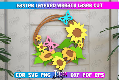 Easter Layered Wreath | Easter Design | Porch Decorating | Door Wreath | Wall Décor | CNC File SVG The T Store Design 