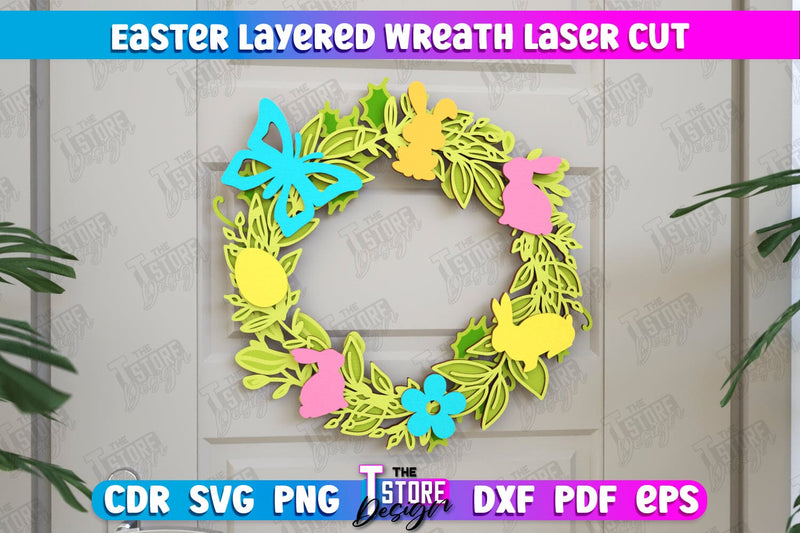Easter Layered Wreath | Easter Design | Porch Decorating | Door Wreath | Wall Décor | CNC File SVG The T Store Design 